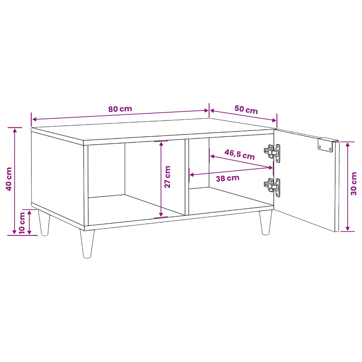 Kava Stol Crna i zlatna 80 x 50 x 40 cm Konstruirano drvo