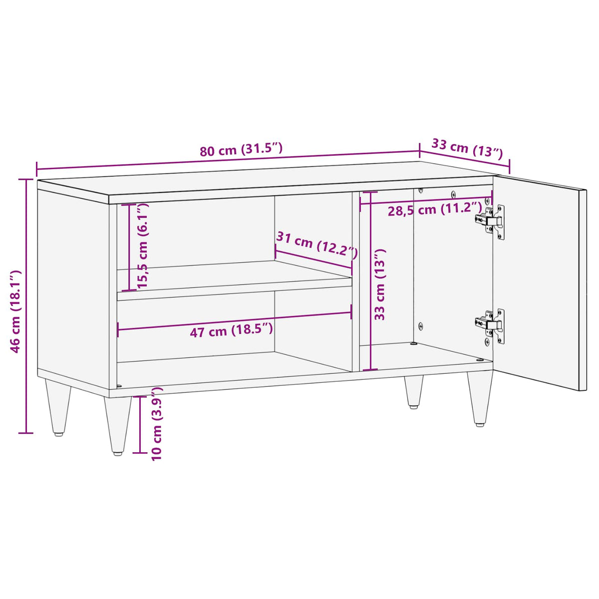TV ormar Crna i zlatna 80 x 33 x 46 cm Konstruirano drvo