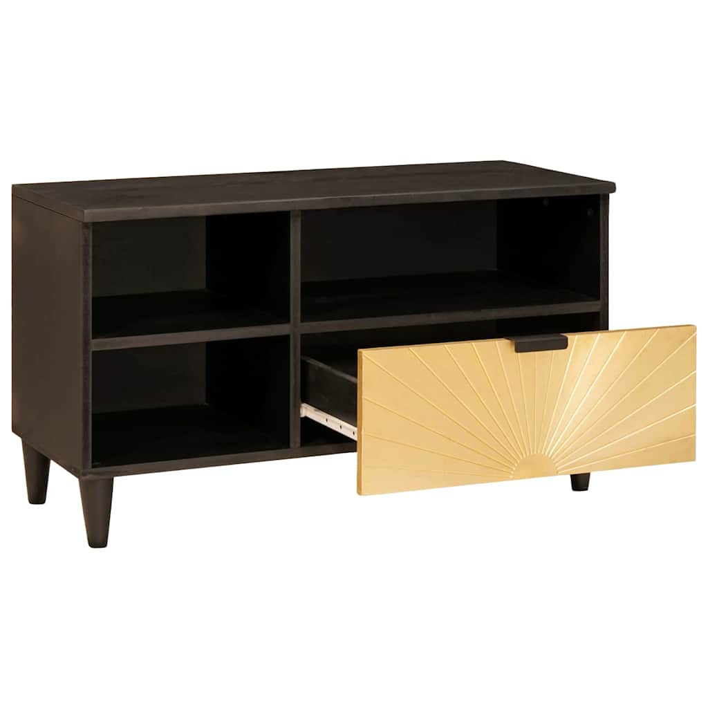 TV ormar Crna i zlatna 80 x 33 x 46 cm Konstruirano drvo