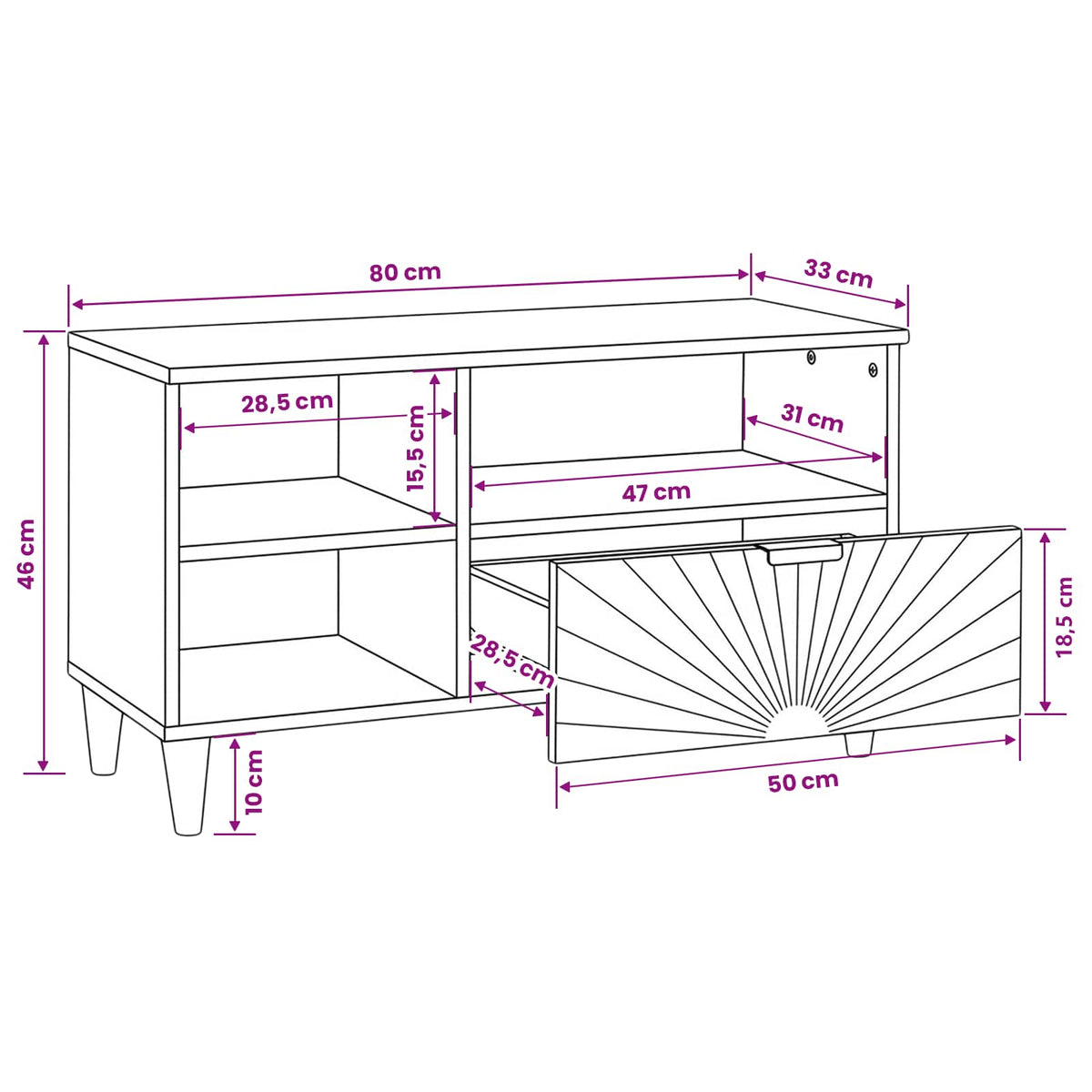 TV ormar Crna i zlatna 80 x 33 x 46 cm Konstruirano drvo