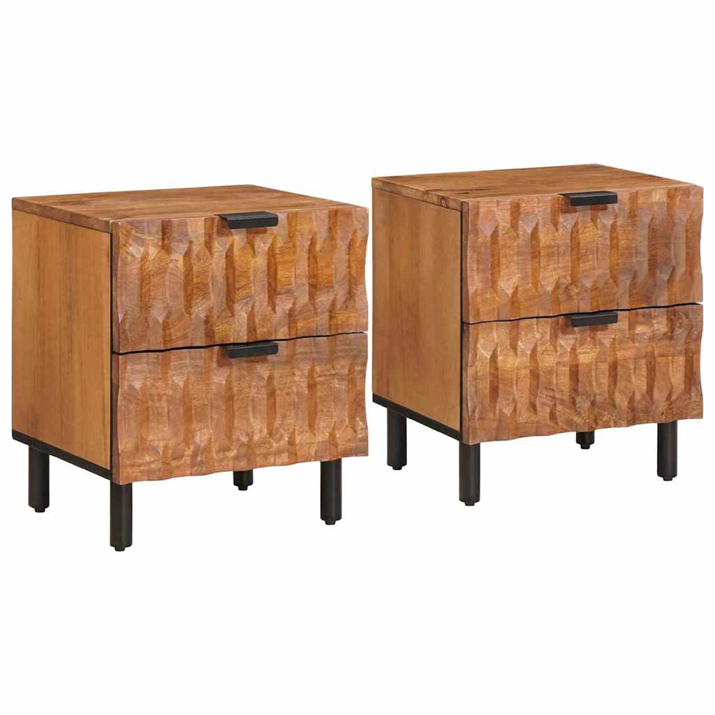 Noćni ormar 2 pcs Smeđa 40 x 33 x 46 cm Čvrsto drvo manga