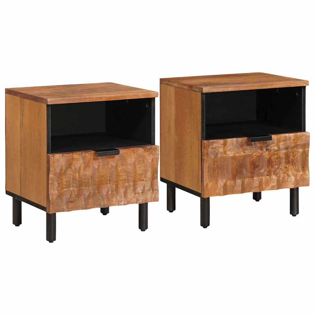 Noćni ormar 2 pcs Smeđa 40 x 33 x 46 cm Čvrsto drvo manga
