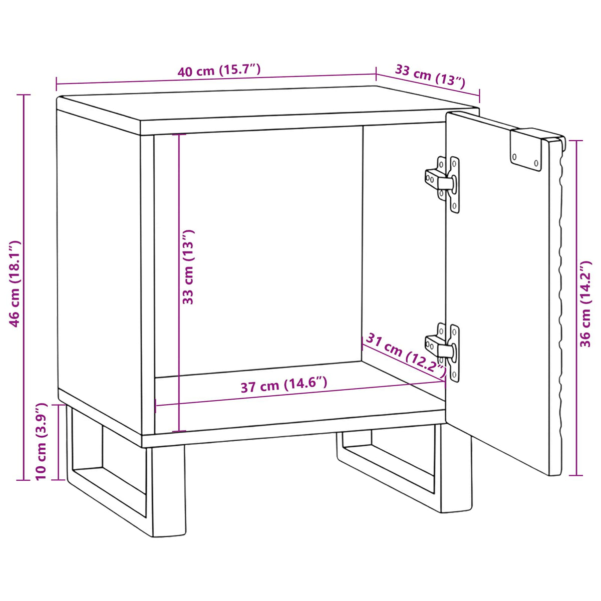 Noćni ormar 2 pcs Prirodna 40 x 33 x 46 cm Konstruirano drvo