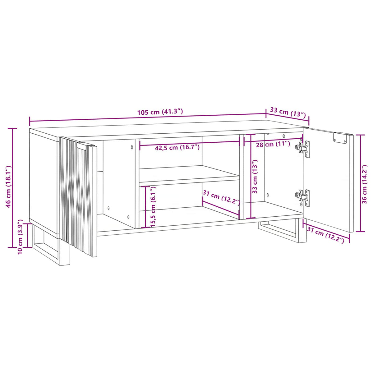 TV Jedinice Smeđa 105 x 33 x 46 cm Konstruirano drvo