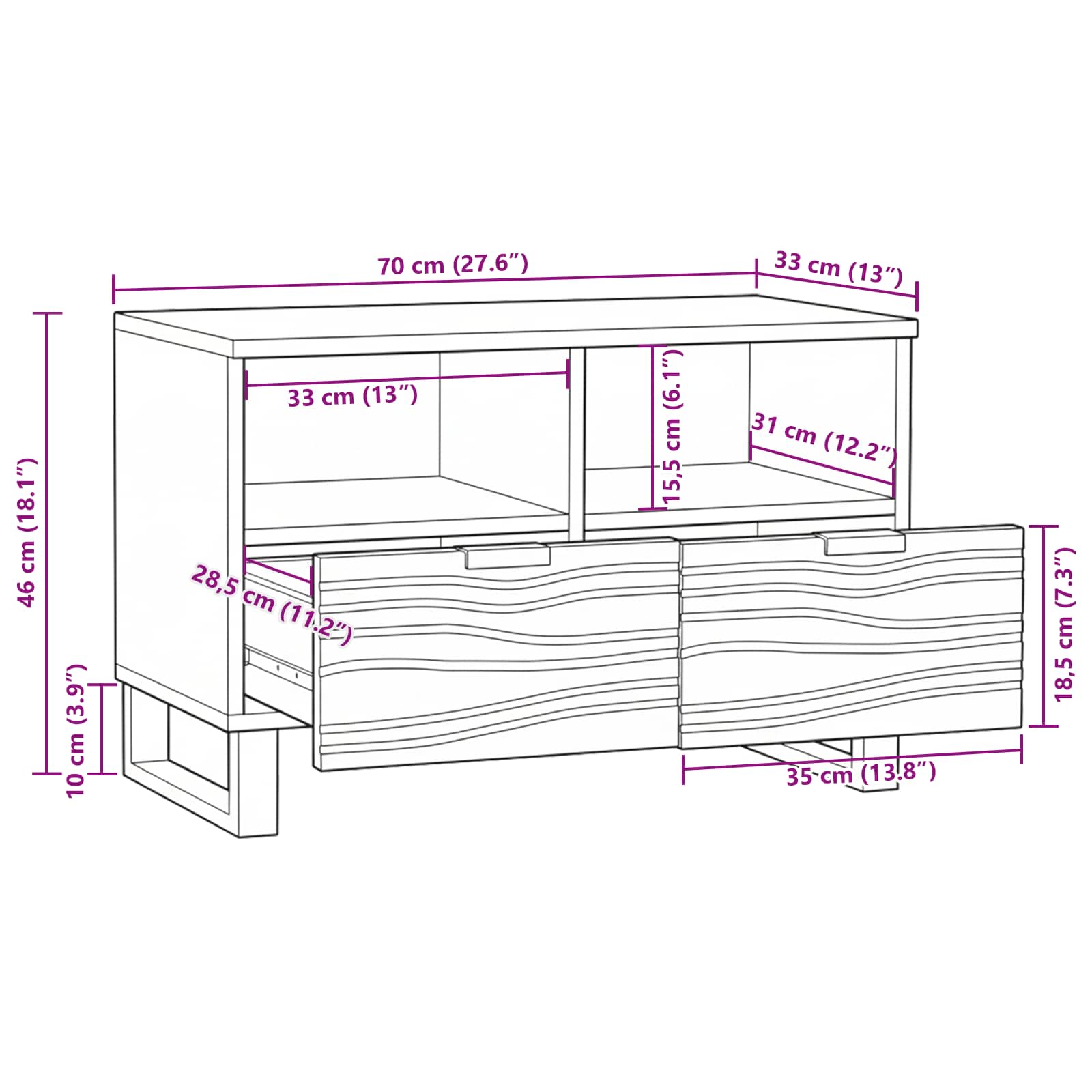 TV Jedinice s ladicama Smeđa 70 x 33 x 46 cm Konstruirano drvo