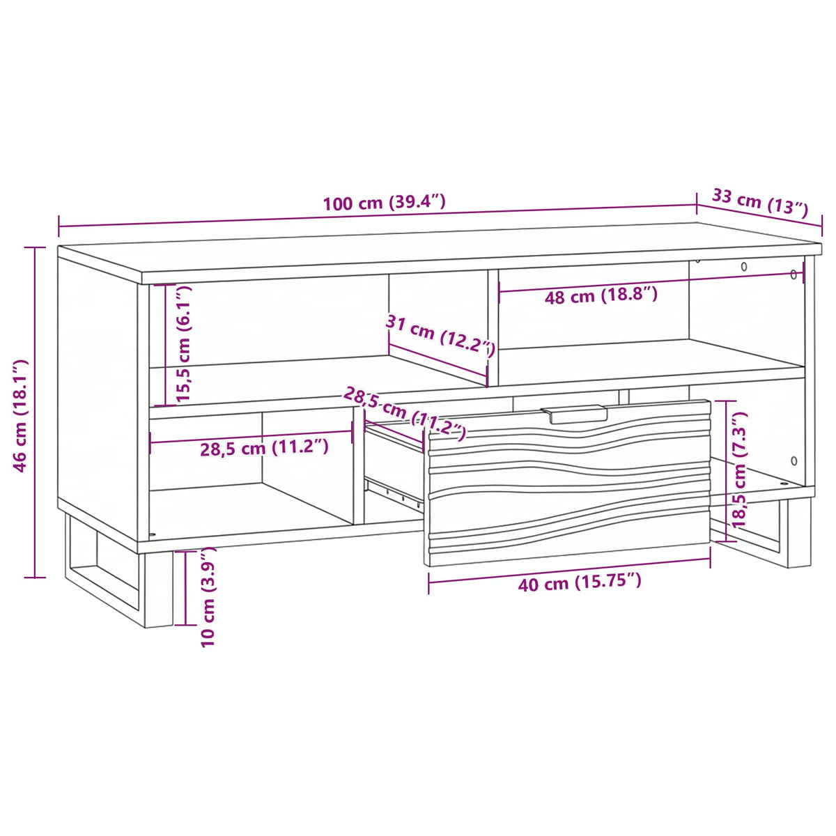 TV Jedinice s ladicama Smeđa 105 x 33 x 46 cm Konstruirano drvo
