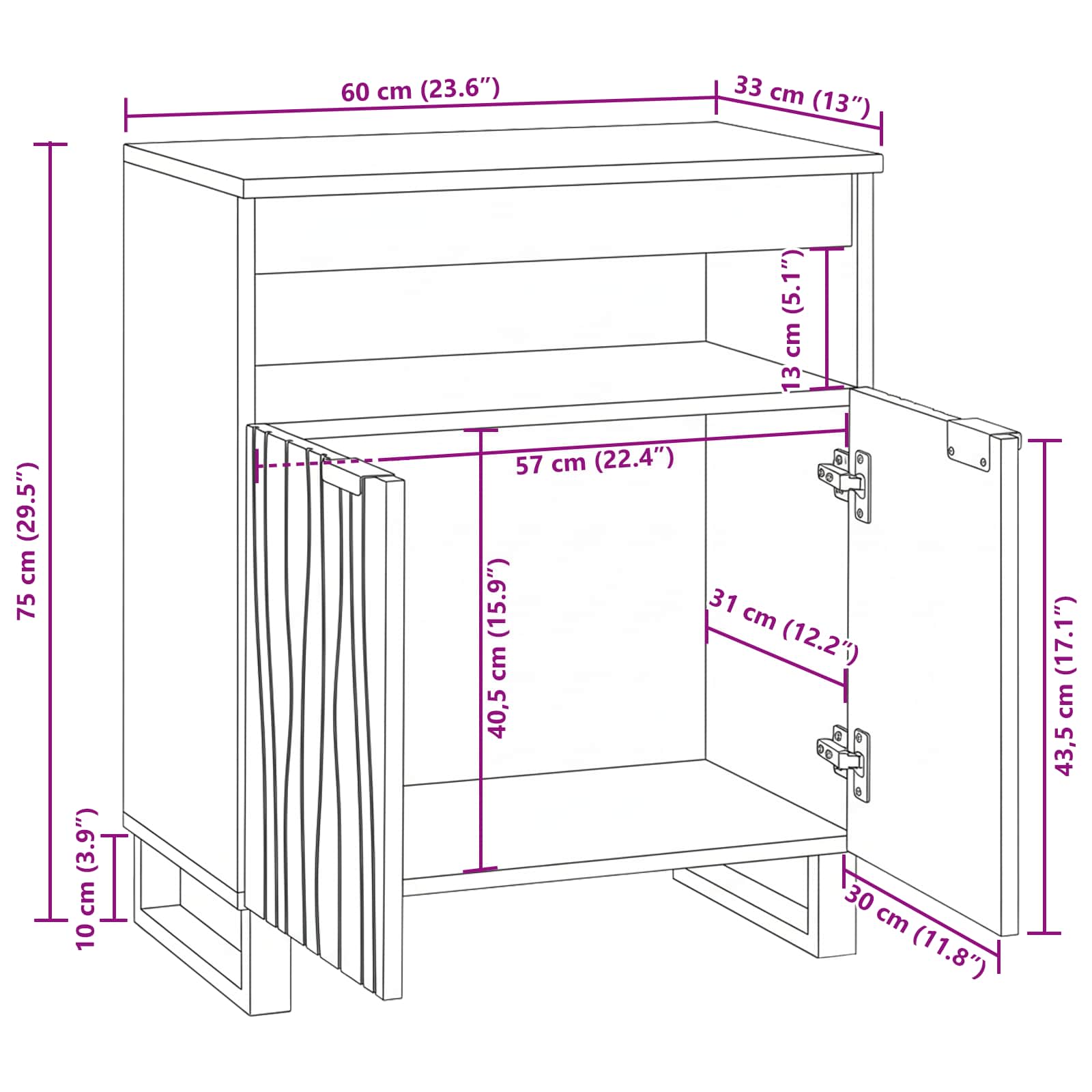 Komoda s ladicama Smeđa 60 x 33 x 75 cm masivno drvo manga