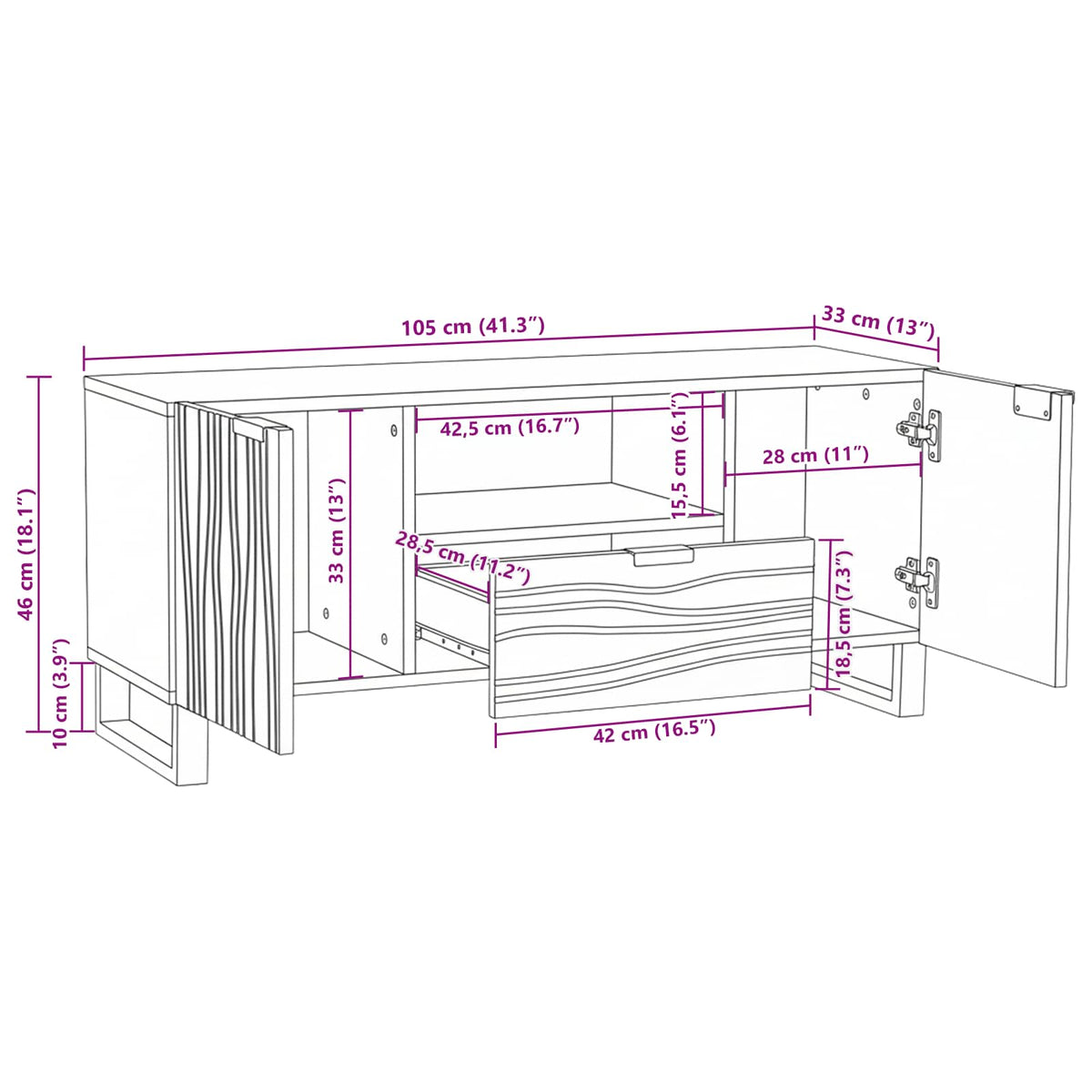 TV Jedinice Bijelo 105 x 33 x 46 cm Konstruirano drvo