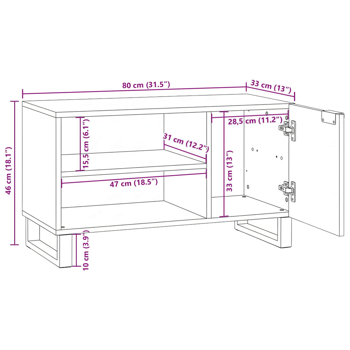 TV Jedinice Bijelo 80 x 33 x 46 cm Konstruirano drvo