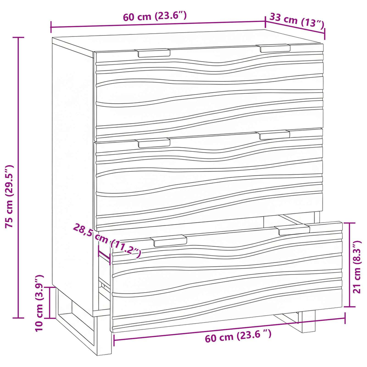 Kreveta s ladicama Smeđa 60 x 33.5 x 75 cm masivno drvo manga