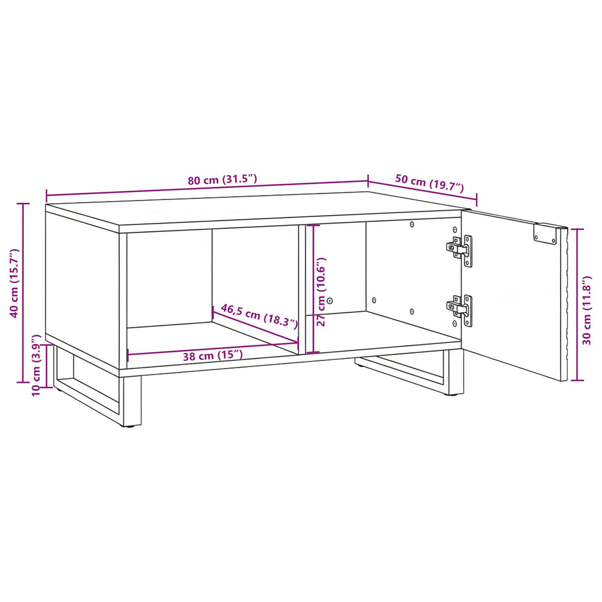 Kava Stol Orah 80 x 50 x 40 cm Konstruirano drvo