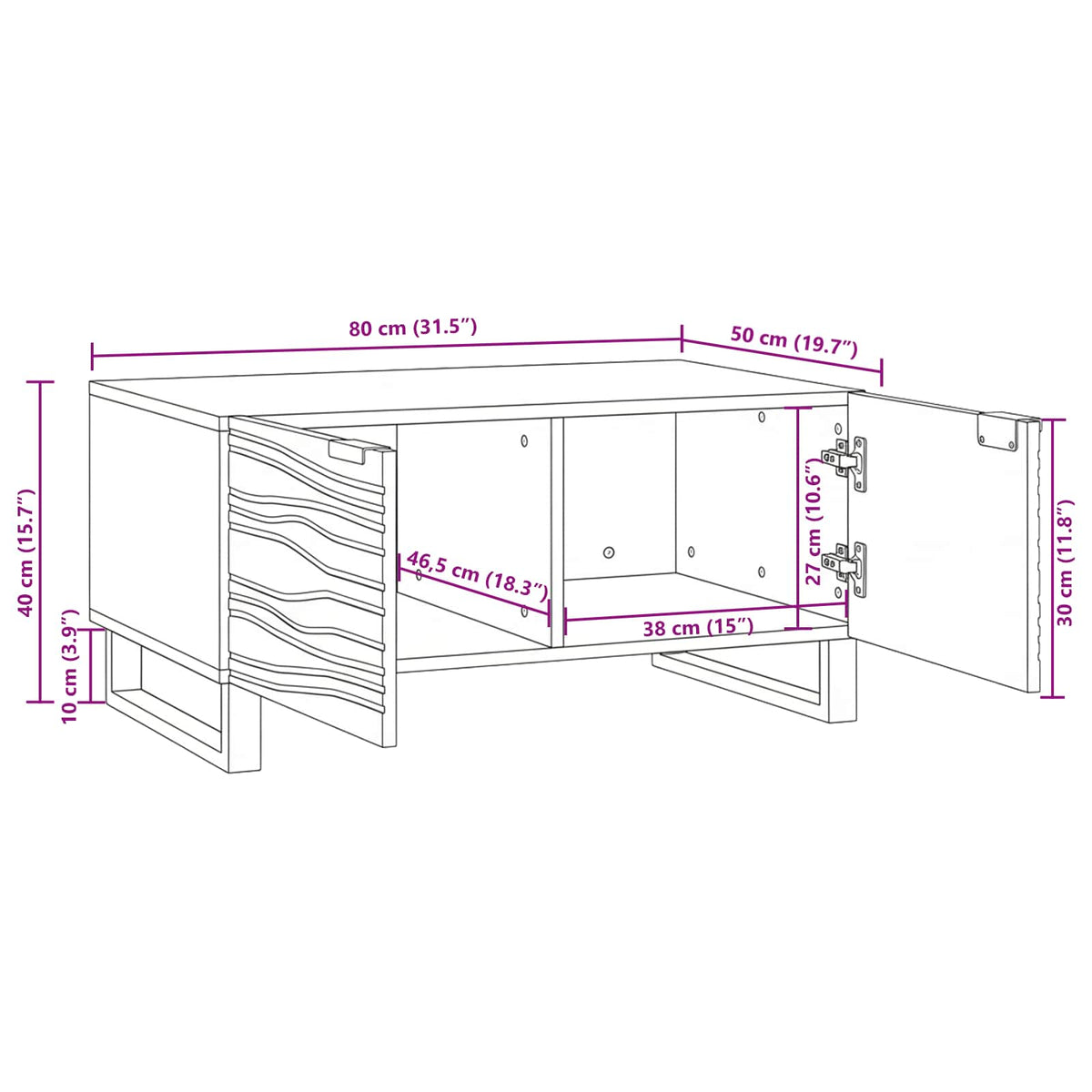 Kava Stol Orah 80 x 50 x 40 cm Konstruirano drvo