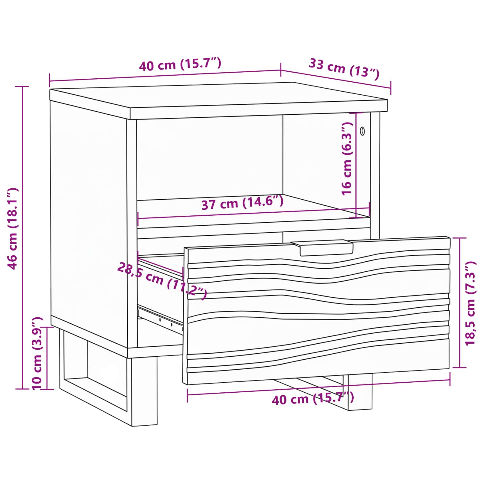 Noćni ormar 2 pcs Orah 40 x 33 x 46 cm Konstruirano drvo