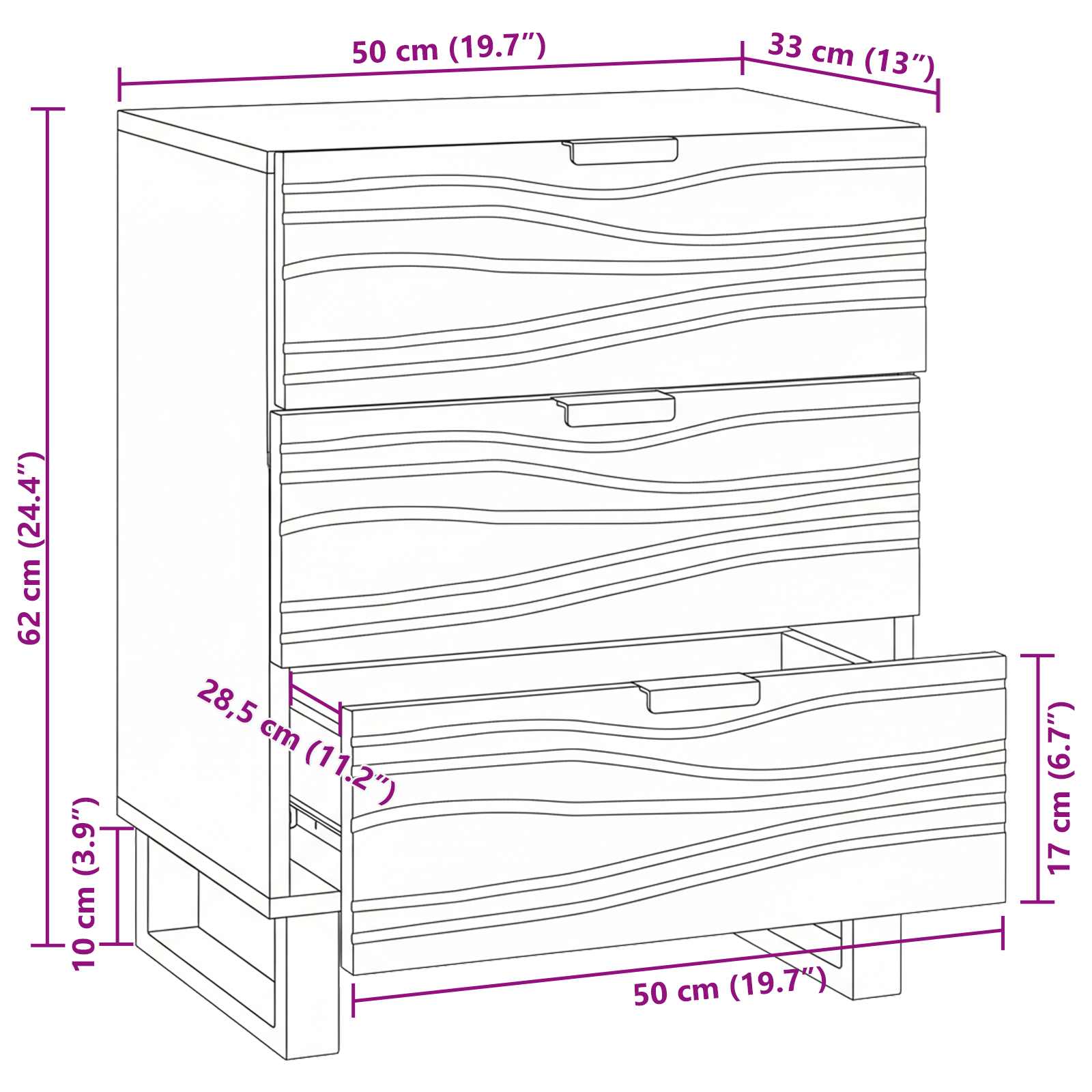 Noćni ormar Orah 50 x 33 x 62 cm Konstruirano drvo