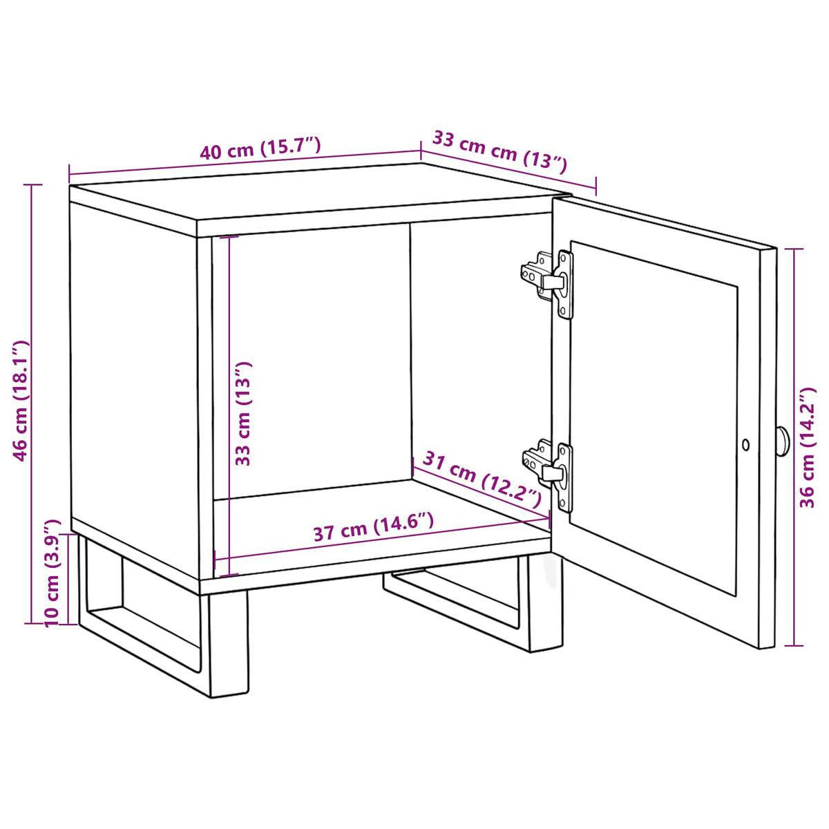Noćni ormar 2 pcs Prirodna 40 x 33 x 46 cm