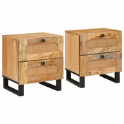 Noćni ormar 2 pcs Prirodna 40 x 33 x 46 cm Čvrsto drvo manga