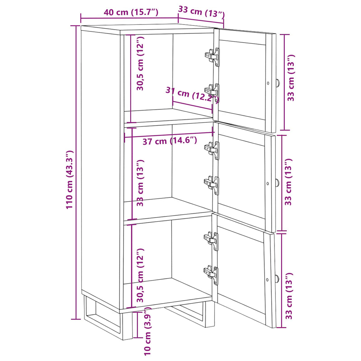 Highboard s pohranom Smeđa 90 x 33 x 75 cm Čvrsto drvo manga