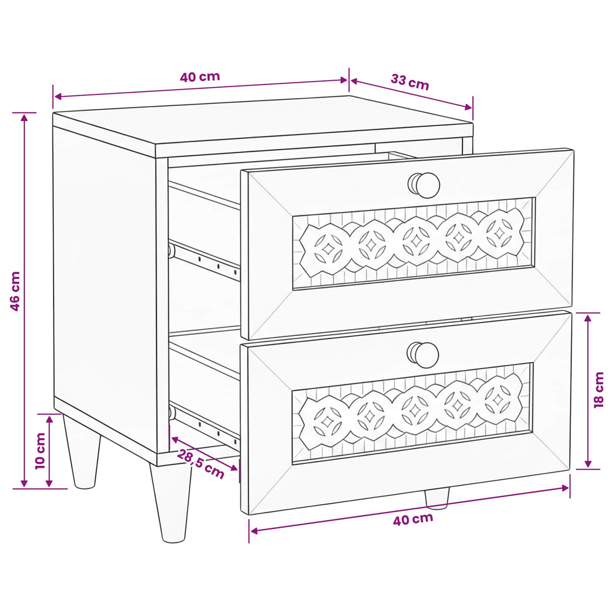 Noćni ormar 2 pcs Svijetlosmeđa 40 x 33 x 46 cm