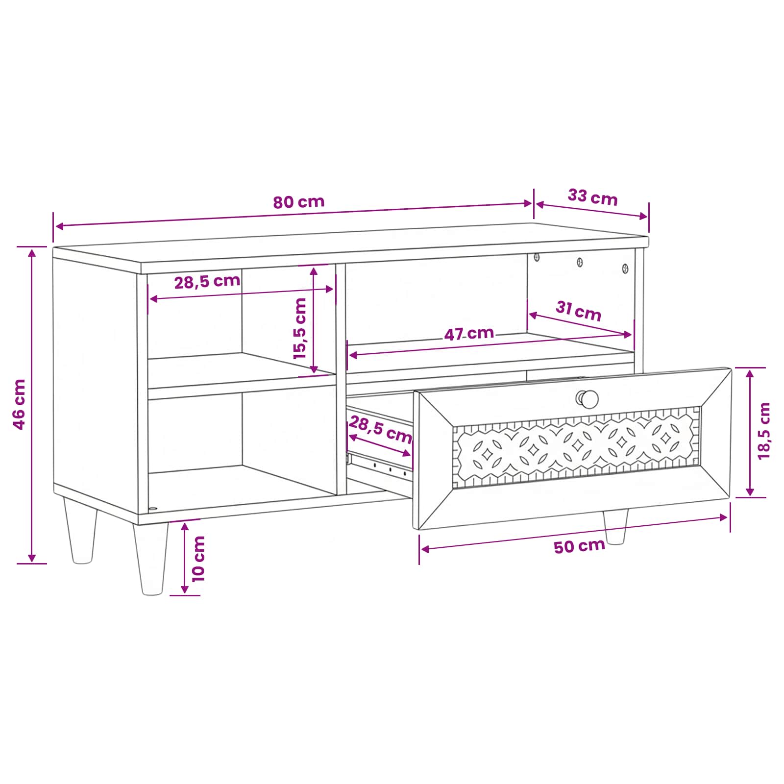 TV Jedinice Svijetlosmeđa 80 x 33 x 46 cm Konstruirano drvo
