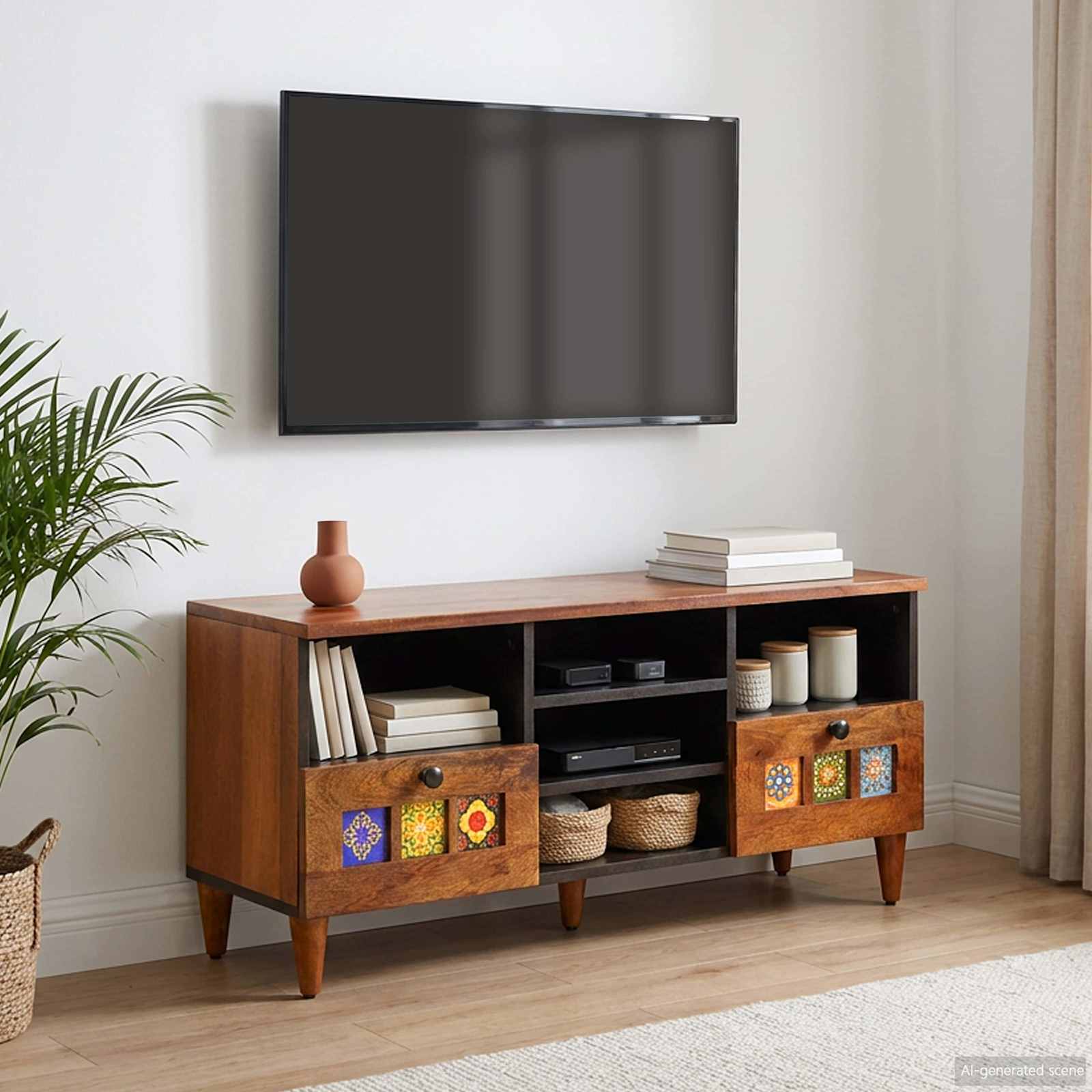 TV ormar s ladicama Orah 100 x 33 x 46 cm Čvrsto drvo manga