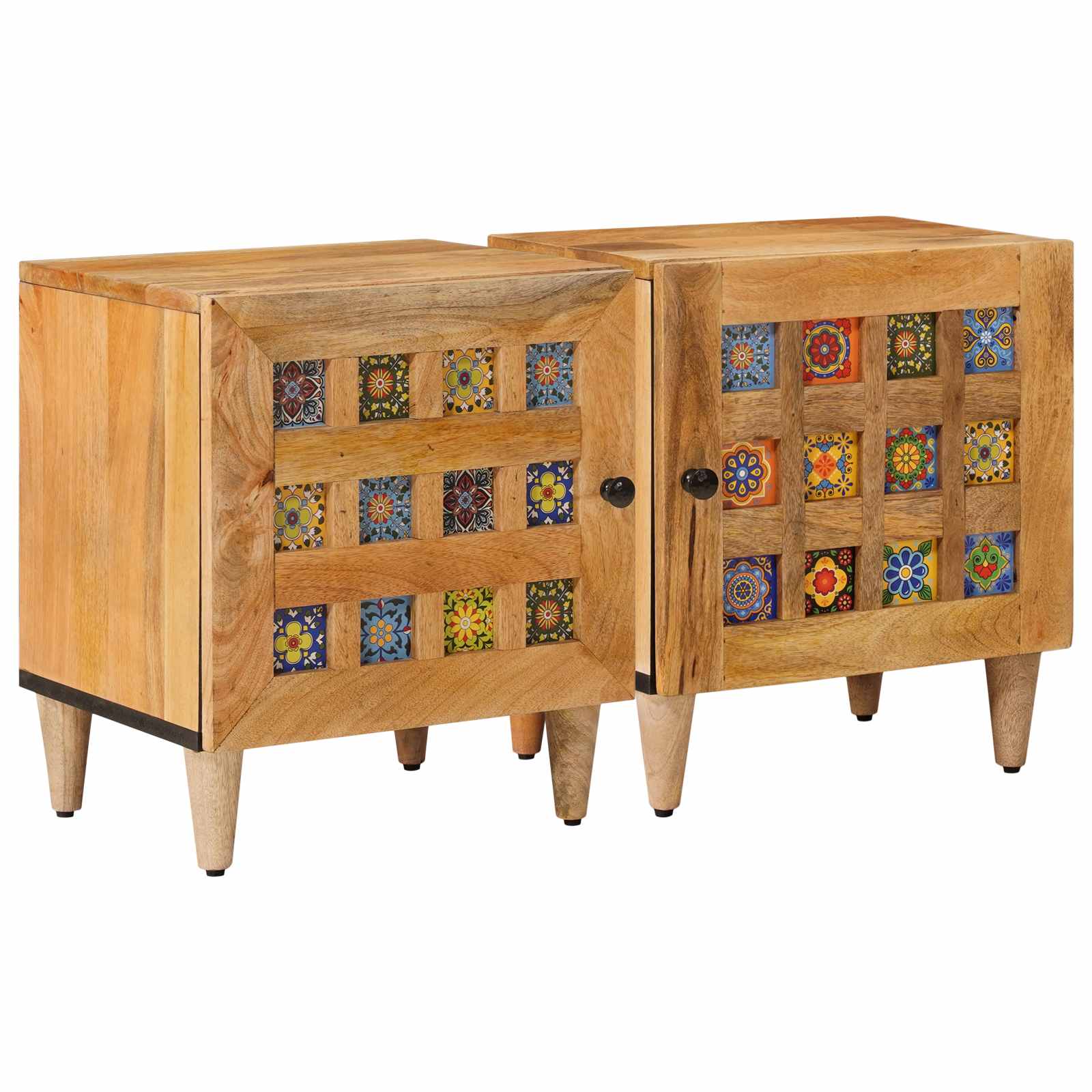 Noćni ormar 2 pcs Prirodna 40 x 33 x 46 cm Čvrsto drvo manga