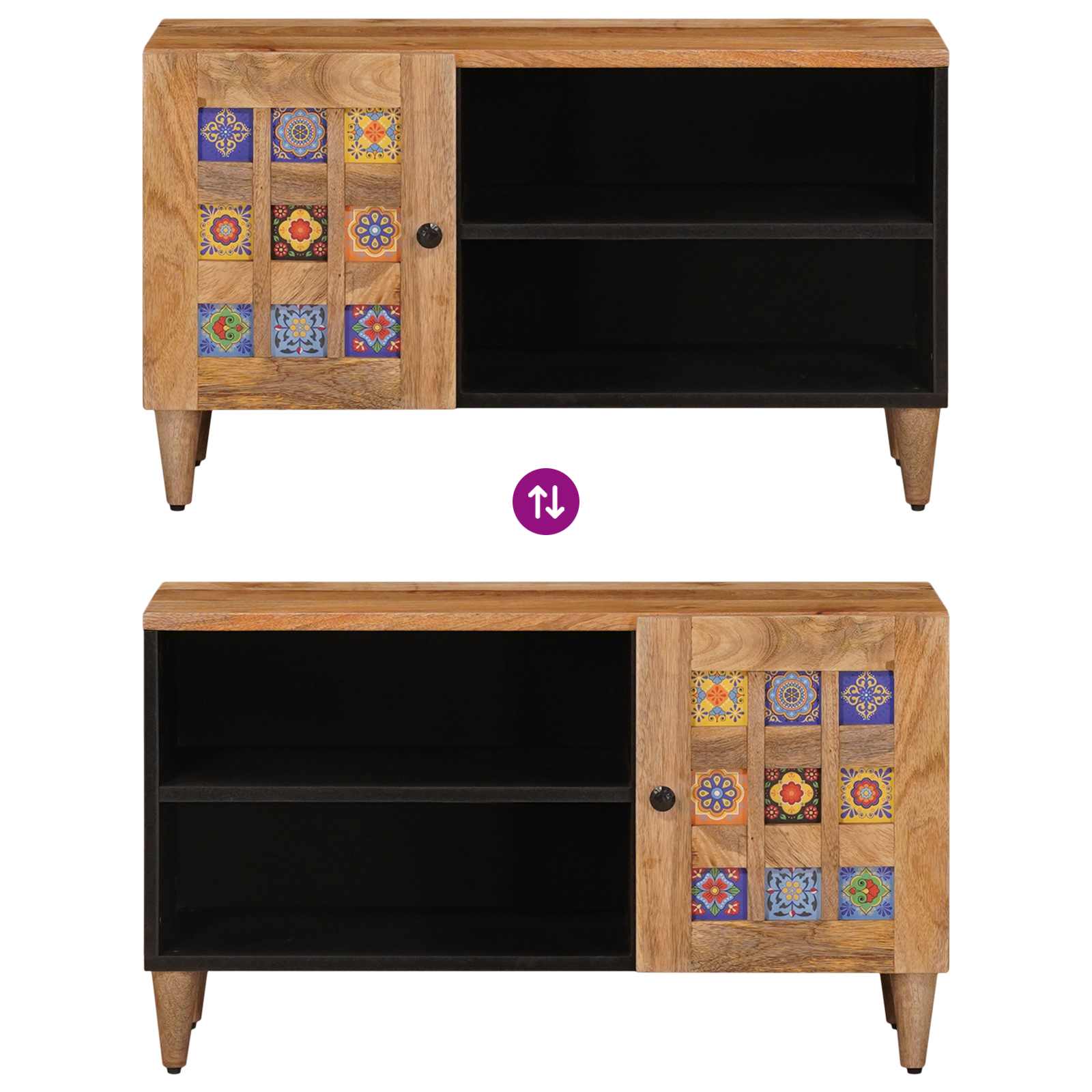 TV ormar s pohranom Prirodna 80 x 33 x 46 cm Čvrsto drvo manga