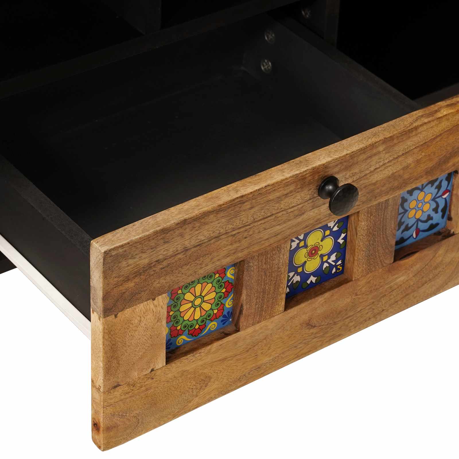 TV ormar s ladicama Prirodna 100 x 33 x 46 cm Čvrsto drvo manga