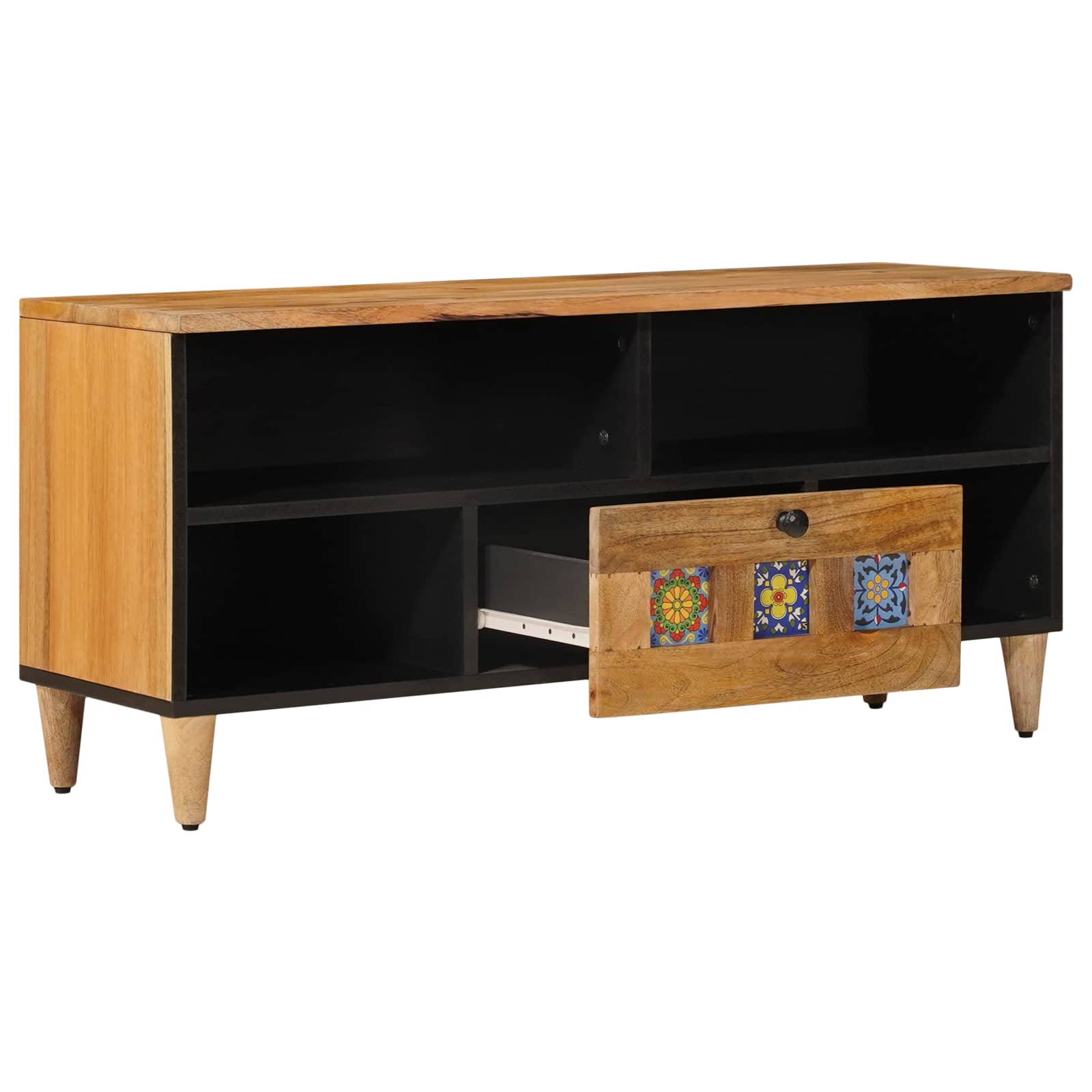 TV ormar s ladicama Prirodna 100 x 33 x 46 cm Čvrsto drvo manga