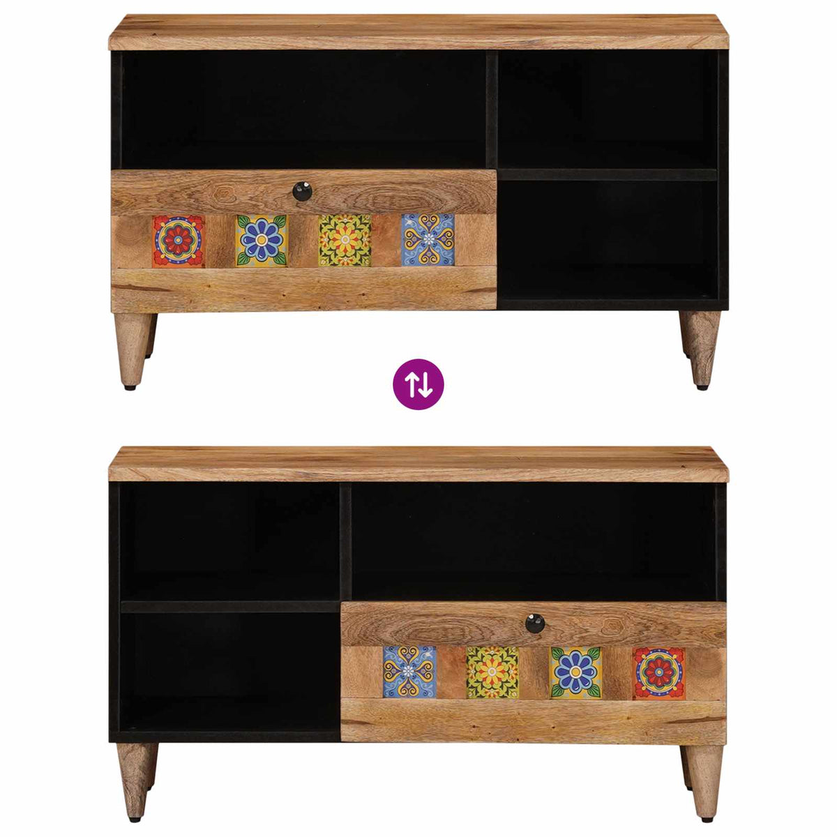 TV ormar s ladicama Prirodna 80 x 33 x 46 cm Čvrsto drvo manga