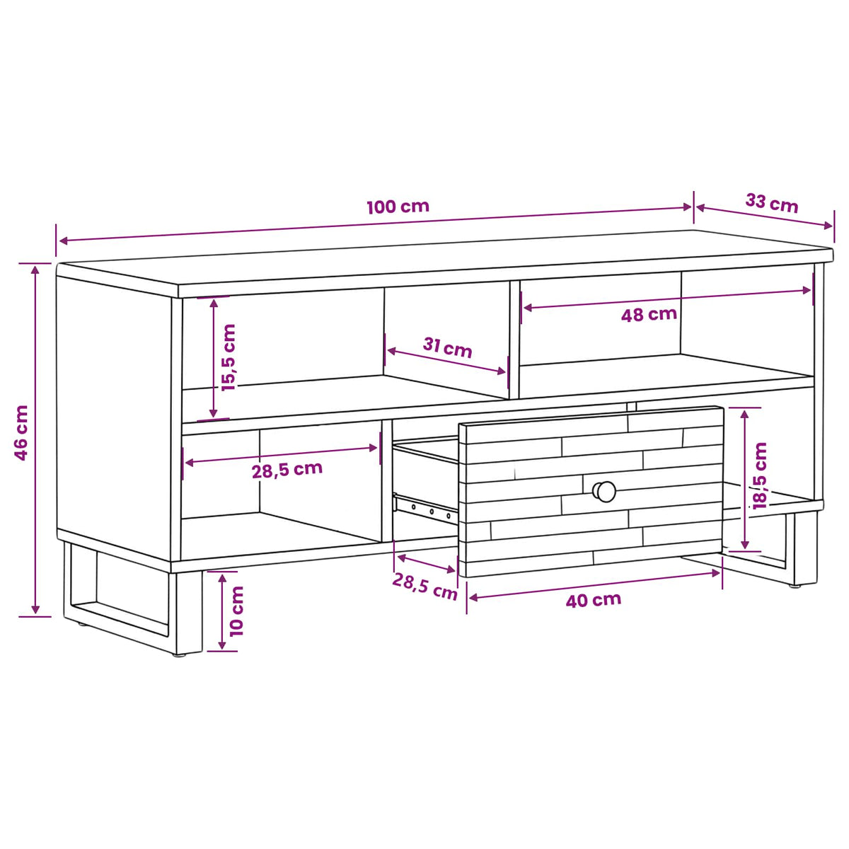 TV ormar Smeđa 100 x 33 x 46 cm Čvrsto drvo manga