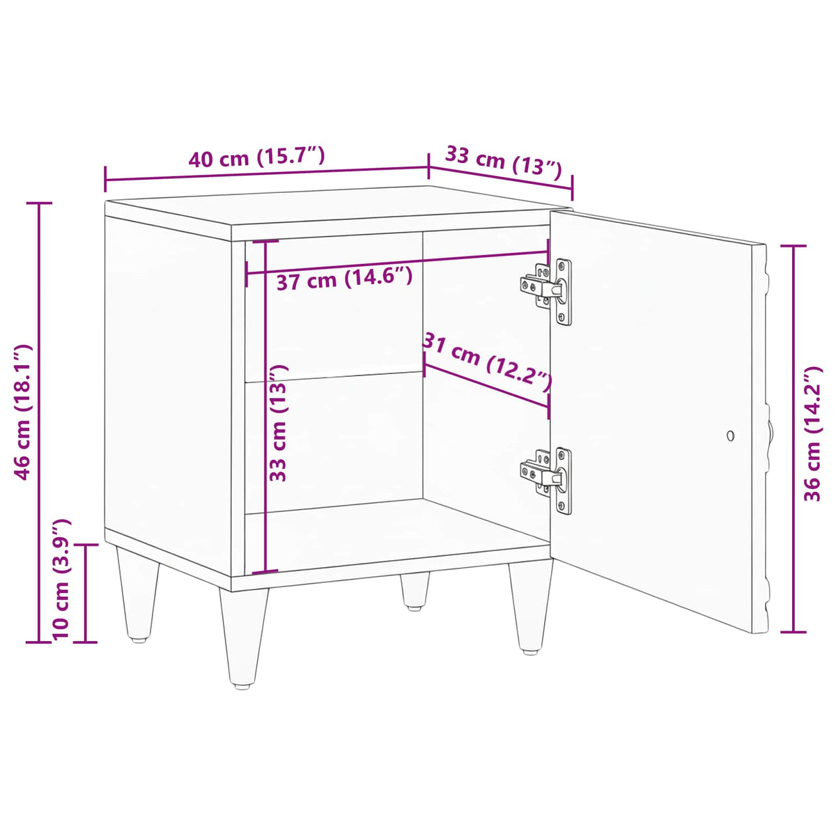 Noćni ormar 2 pcs Smeđa 40 x 33,5 x 46 cm Čvrsto drvo manga