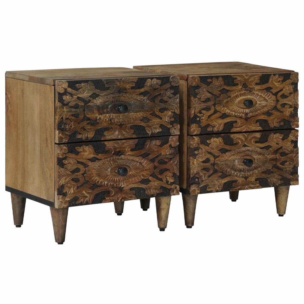 Noćni ormar 2 pcs Smeđa 40 x 33,5 x 46 cm Čvrsto drvo manga