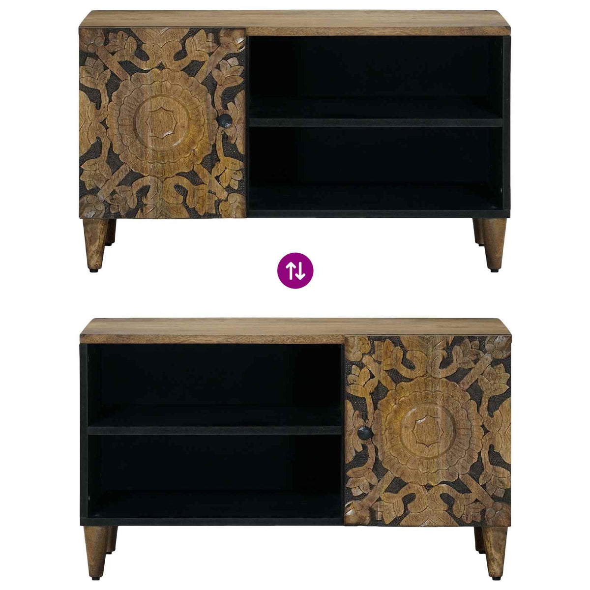 TV ormar s policom Smeđa 80 x 31,5 x 46 cm Čvrsto drvo manga