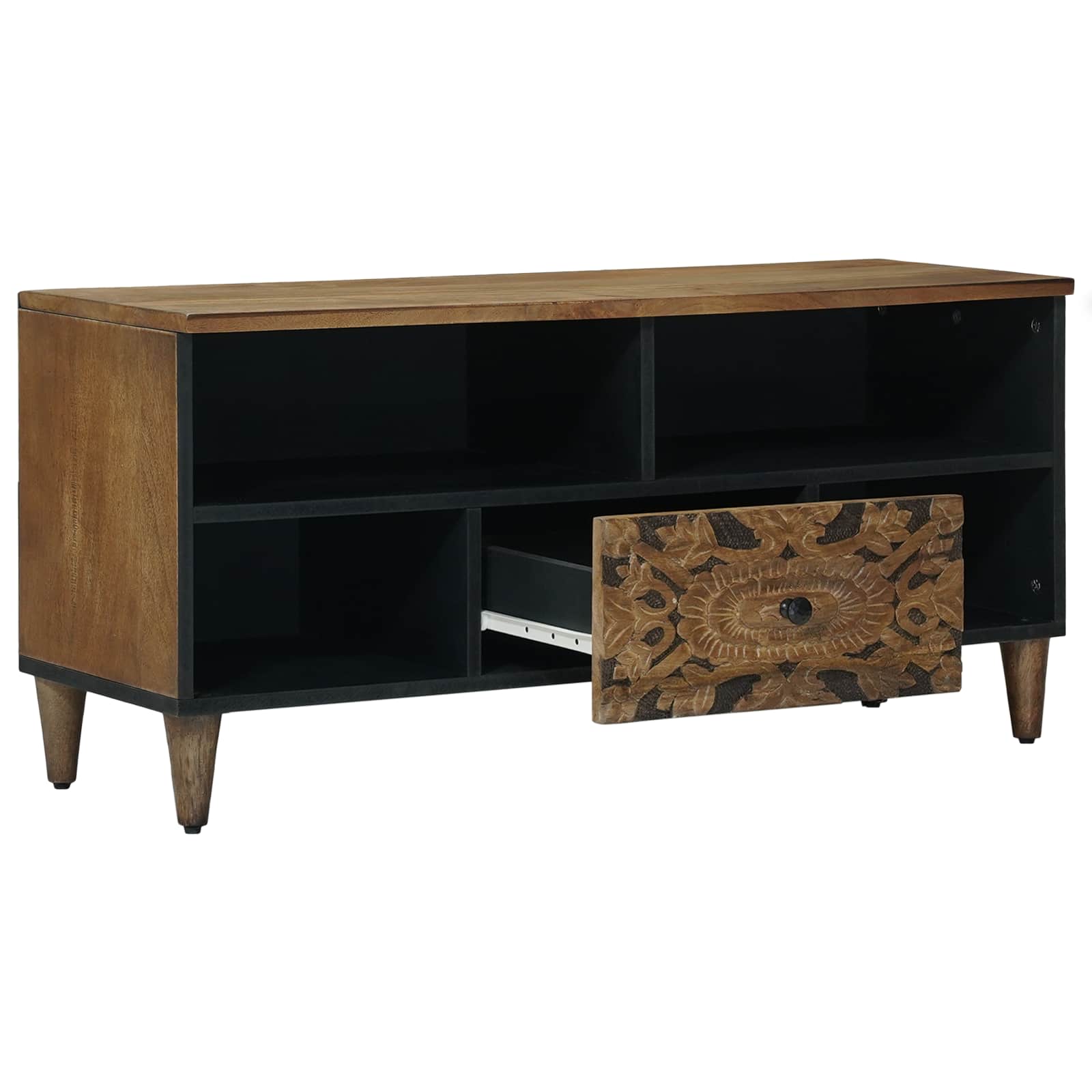 TV ormar s ladicama Smeđa 100 x 33,5 x 46 cm Čvrsto drvo manga