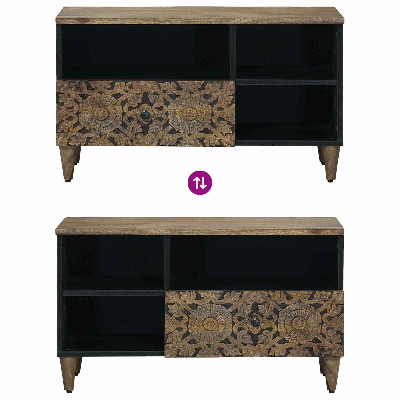 TV ormar s ladicama Smeđa 80 x 33,5 x 46 cm Čvrsto drvo manga