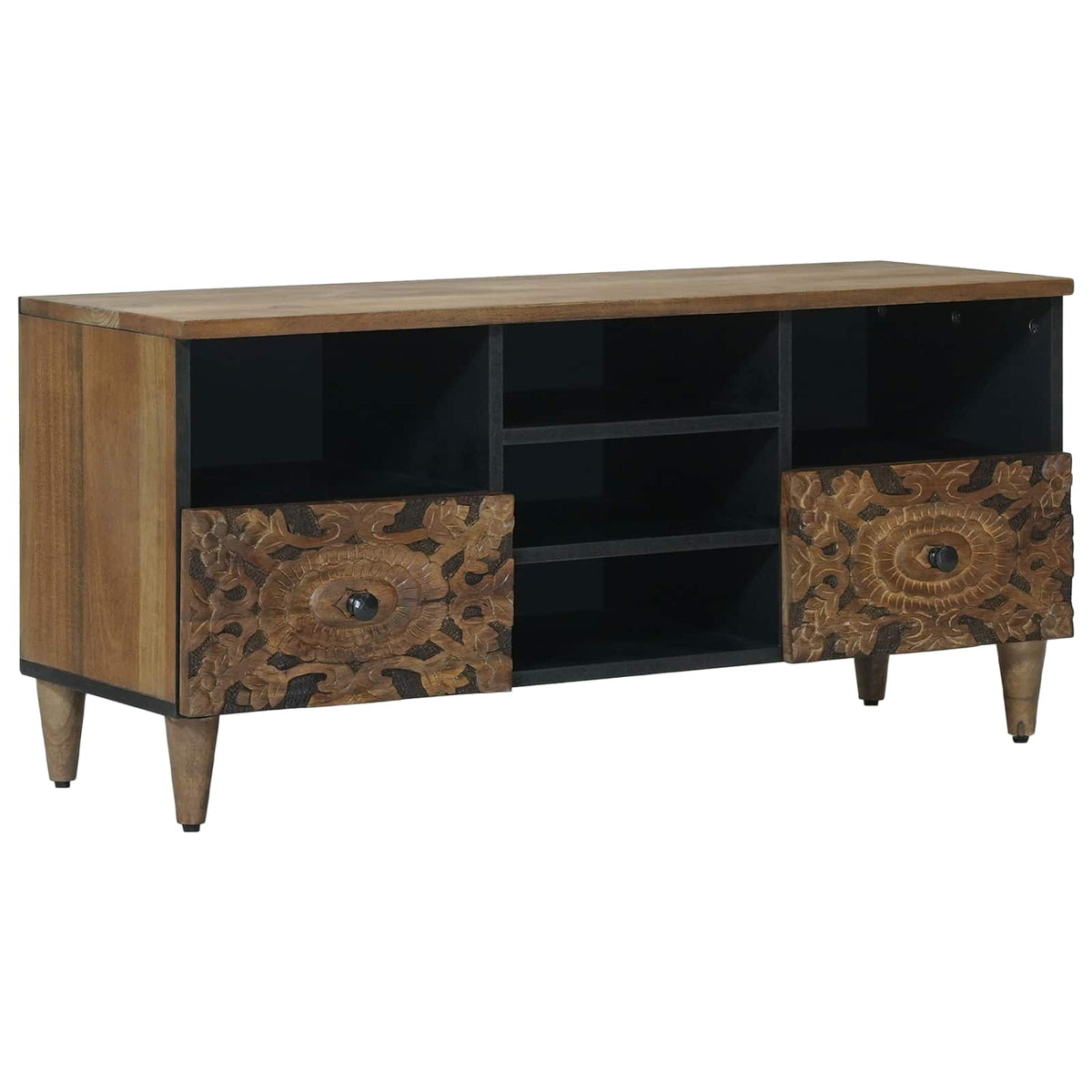 TV ormar s ladicama Smeđa 100 x 33,5 x 46 cm Čvrsto drvo manga
