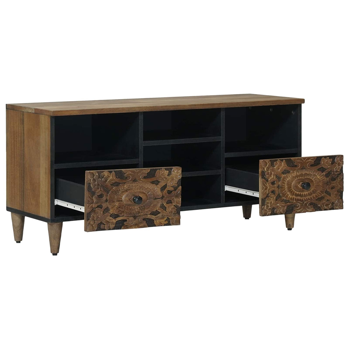 TV ormar s ladicama Smeđa 100 x 33,5 x 46 cm Čvrsto drvo manga