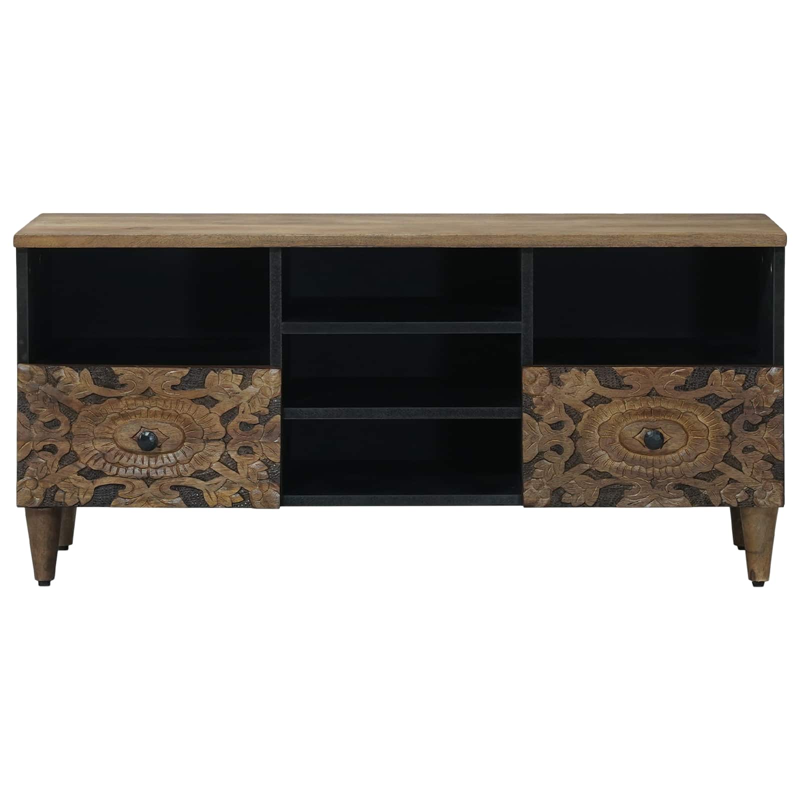 TV ormar s ladicama Smeđa 100 x 33,5 x 46 cm Čvrsto drvo manga