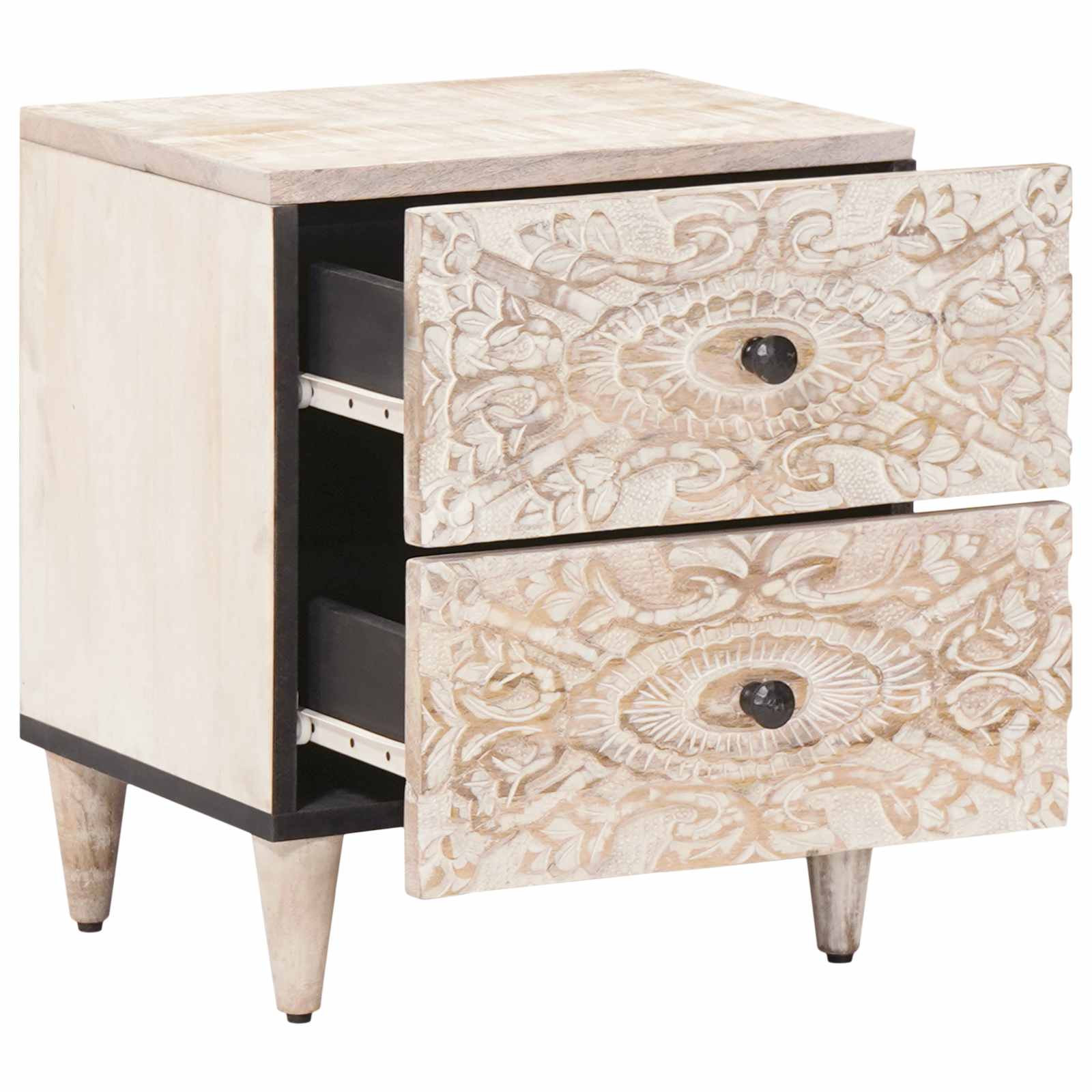 Noćni ormar 2 pcs Bijelo 40 x 33,5 x 46 cm Čvrsto drvo manga