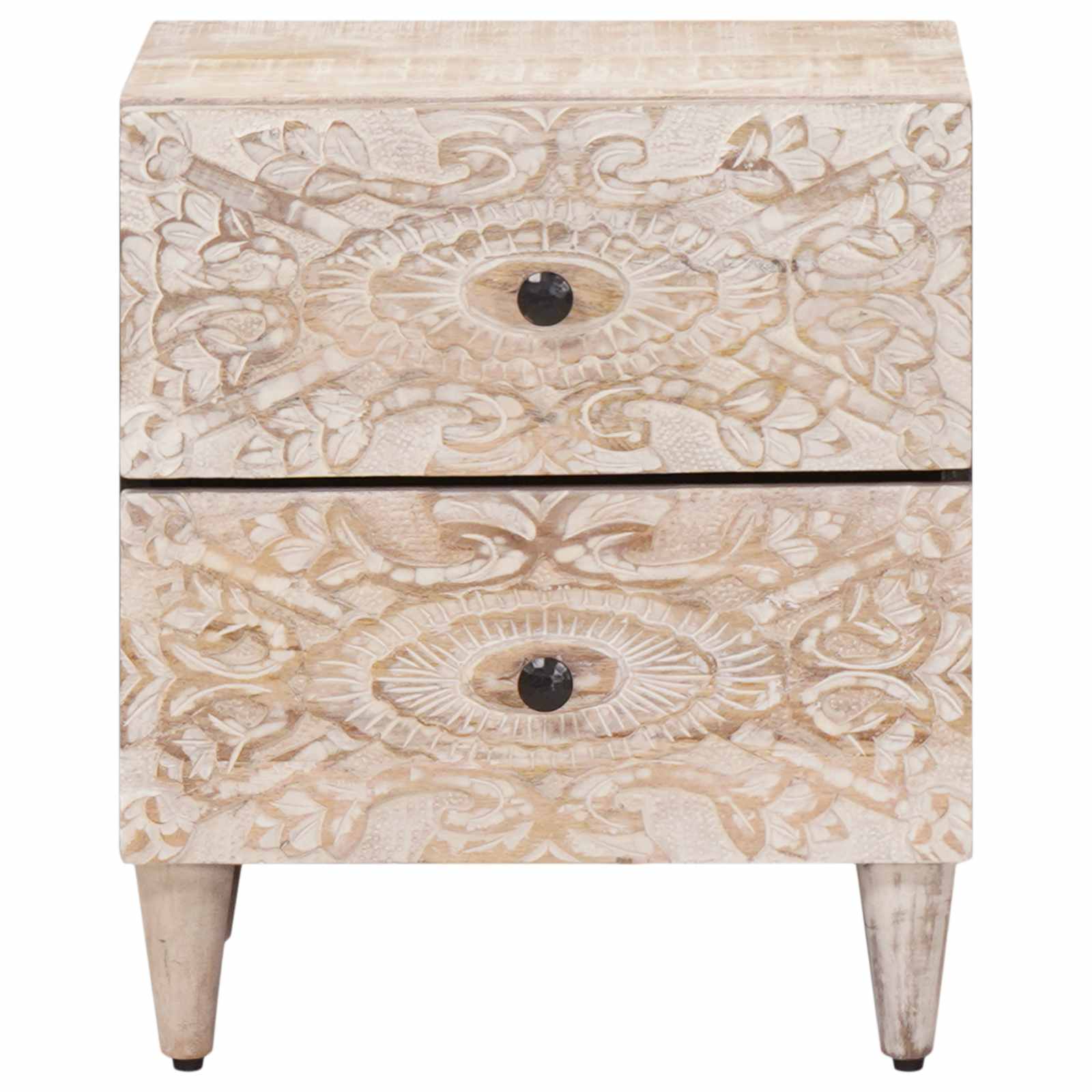 Noćni ormar 2 pcs Bijelo 40 x 33,5 x 46 cm Čvrsto drvo manga