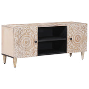 TV ormar s pohranom Bijelo 105 x 33,5 x 46 cm Čvrsto drvo manga