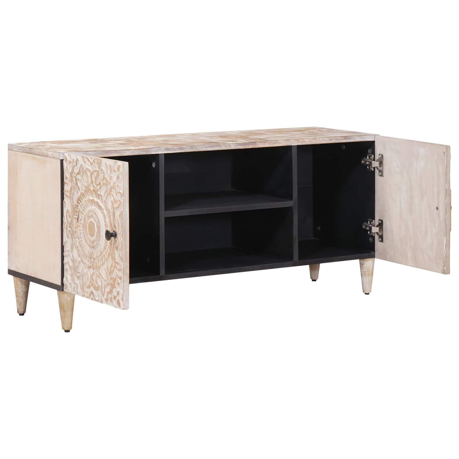 TV ormar s pohranom Bijelo 105 x 33,5 x 46 cm Čvrsto drvo manga