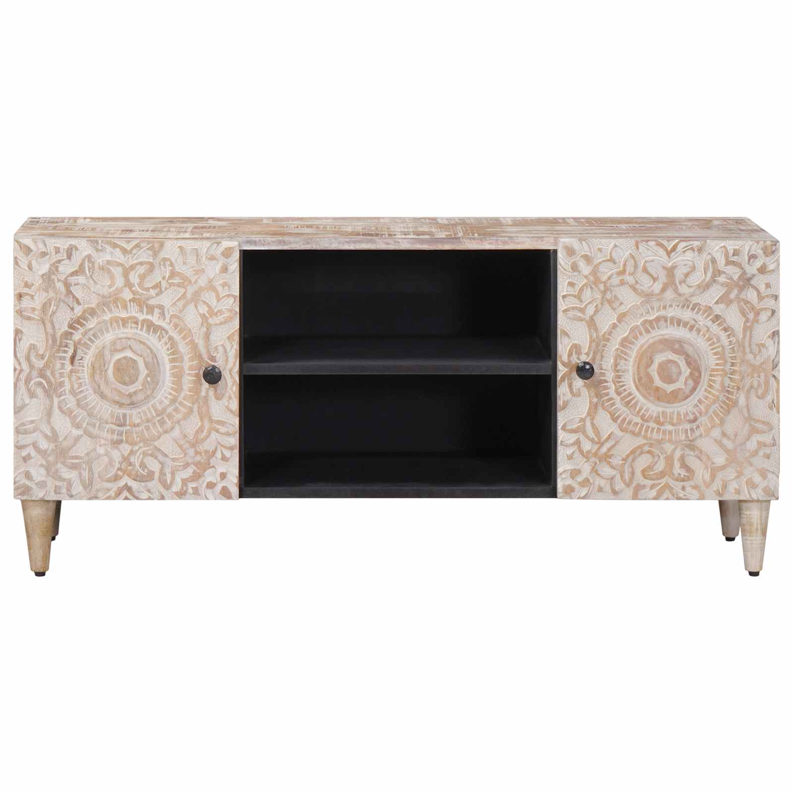 TV ormar s pohranom Bijelo 105 x 33,5 x 46 cm Čvrsto drvo manga