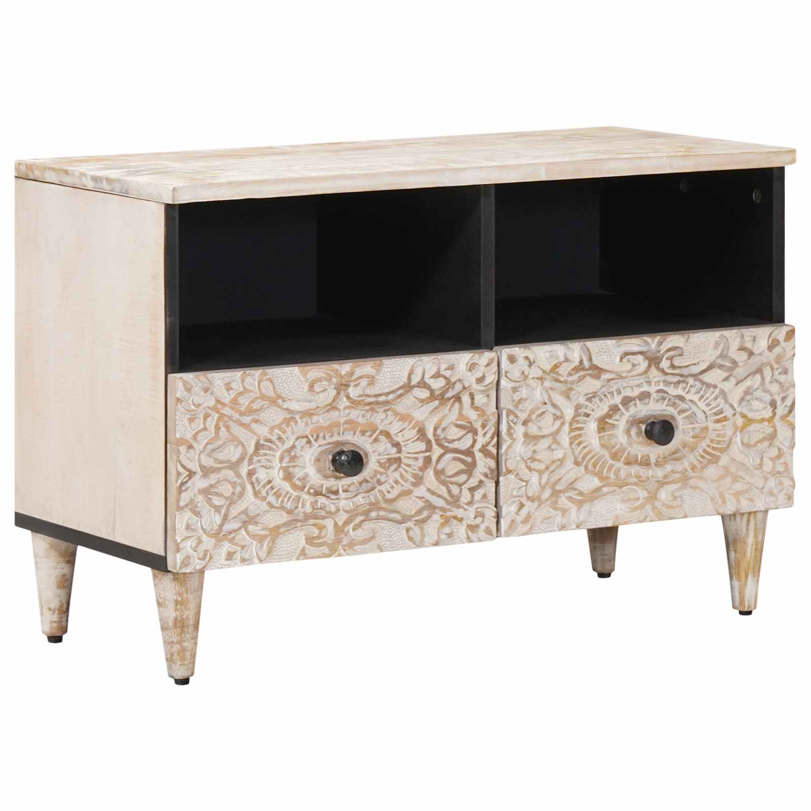 TV ormar s pohranom Bijelo 70 x 33,5 x 46 cm Čvrsto drvo manga