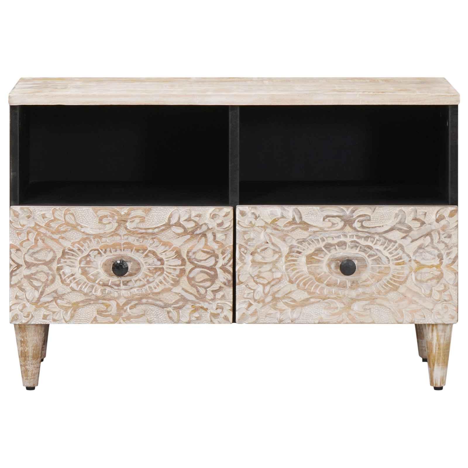 TV ormar s pohranom Bijelo 70 x 33,5 x 46 cm Čvrsto drvo manga