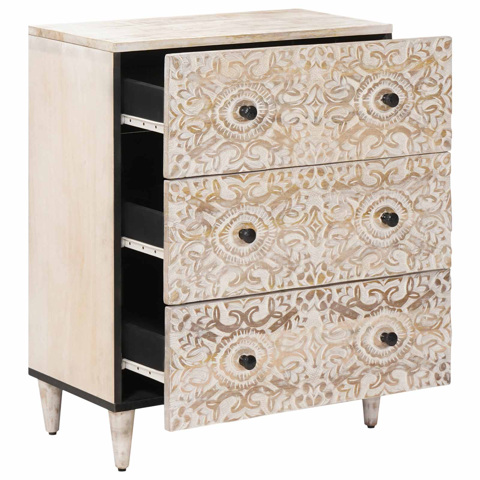 Sideboard za Pohranu Bijelo 60 x 33,5 x 75 cm Čvrsto drvo manga