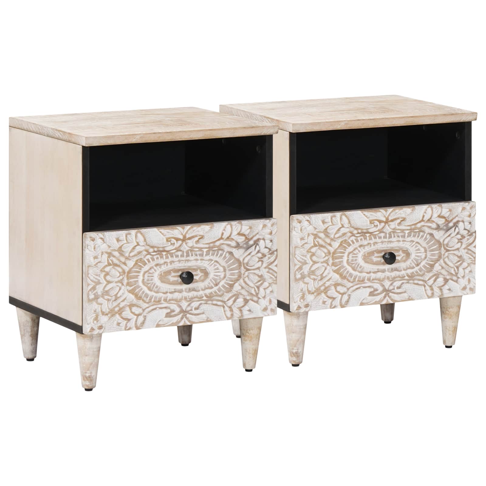Ormar za krevet 2 pcs Bijelo 40 x 33 x 46 cm Čvrsto drvo manga