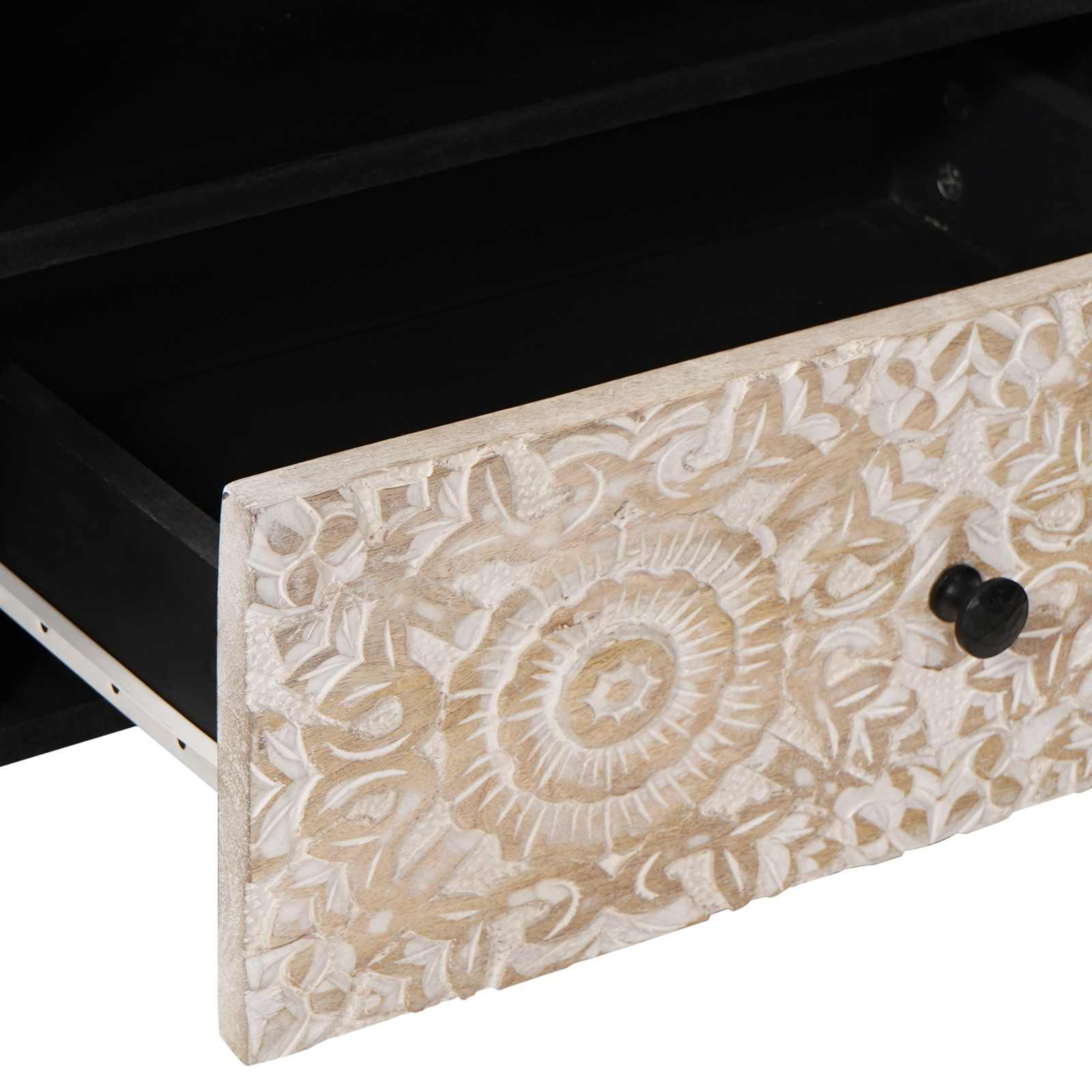TV ormar s ladicama Bijelo 80 x 33,5 x 46 cm Čvrsto drvo manga