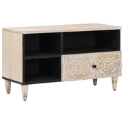 TV ormar s ladicama Bijelo 80 x 33,5 x 46 cm Čvrsto drvo manga