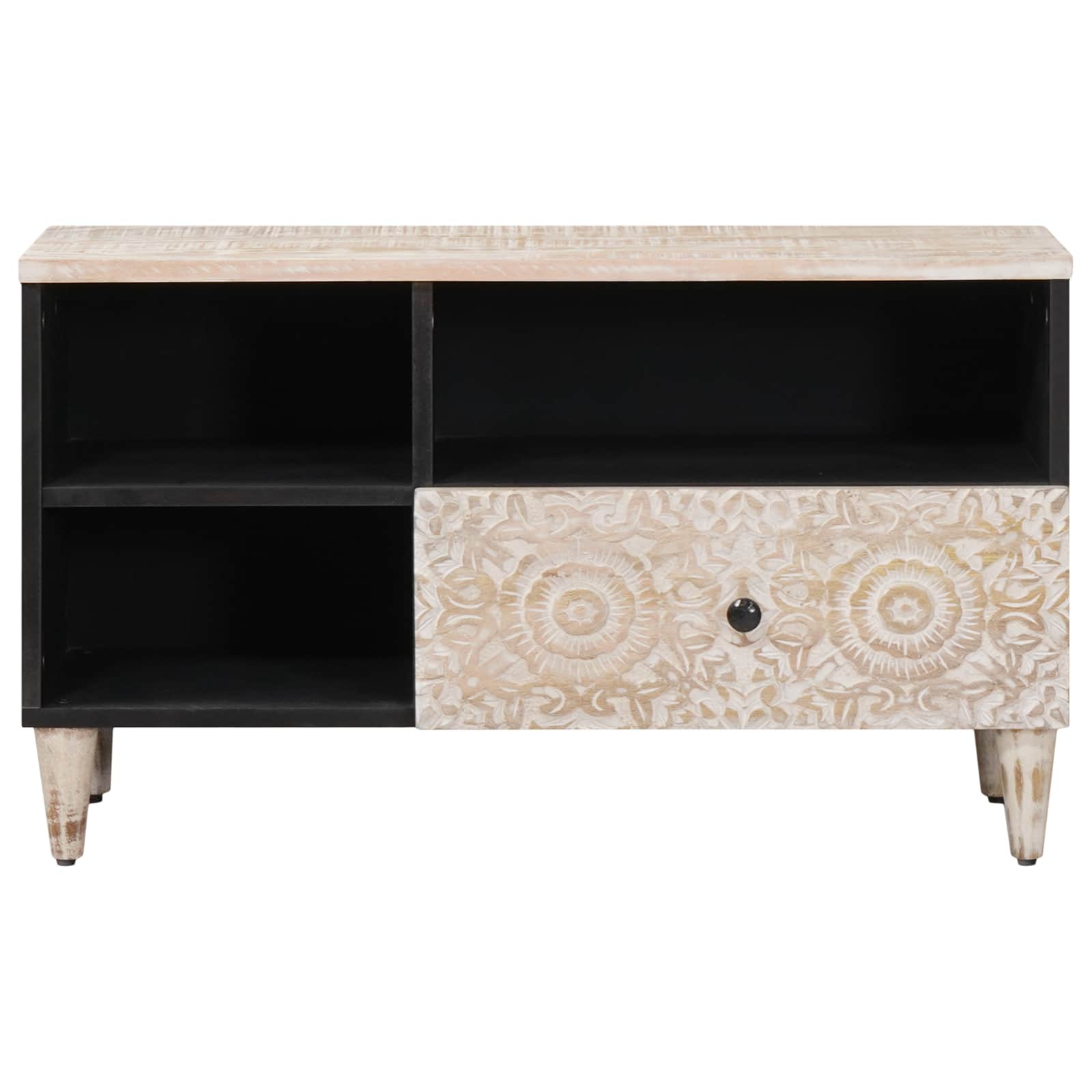 TV ormar s ladicama Bijelo 80 x 33,5 x 46 cm Čvrsto drvo manga
